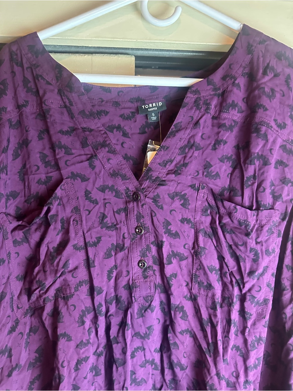 Torrid Purple Bat-Print  Blouse - Picture 2 of 4